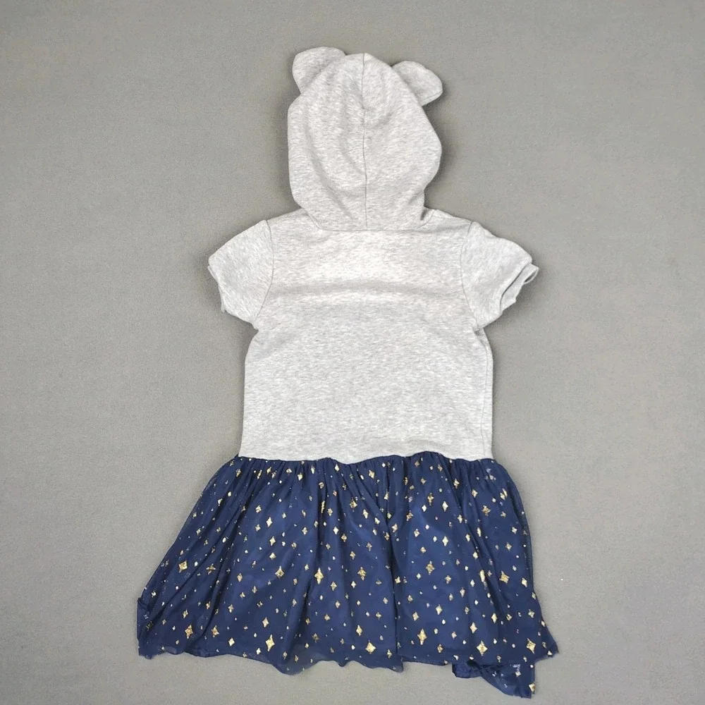 Disney 100 Years Hoodie Dress Girls 6 Blue Tulle Minnie Pooh Sulley Princess EC